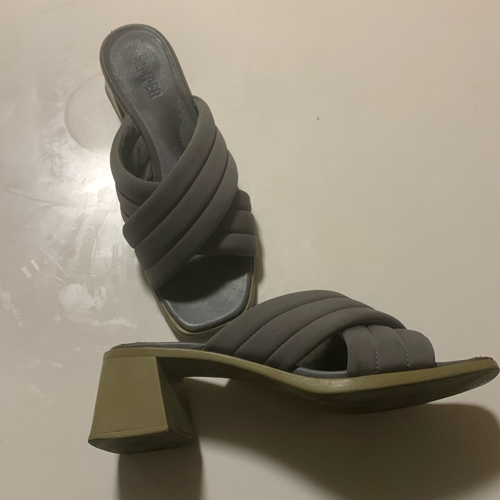 Camper Kiara Kia Sandals Olive Heel Crossover Shoes Heels Rubber Soles 40 US 9.5